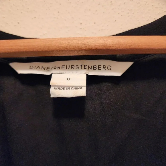 New Diane Von Furstenberg Fleurette Oversized Mini Dress Sz 0 Black Silk… - Picture 7 of 13